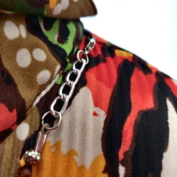 Signature Larry Levine Womens Size S Botanical Accordion Pleated Necklace Top - Picture 6 of 10